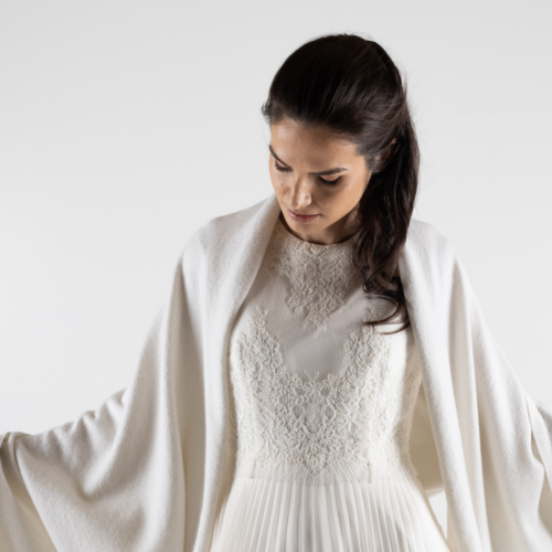 Shimmer White Cashmere Wedding Wrap