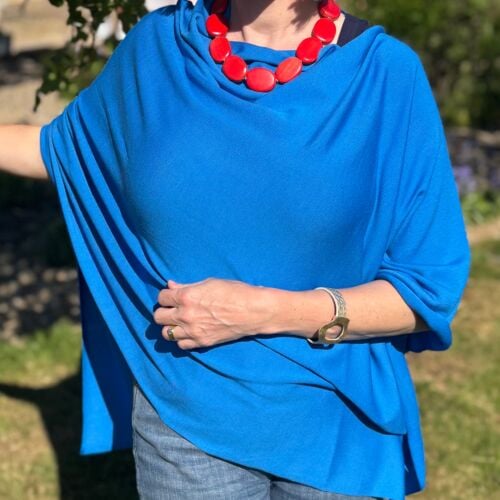 Teviot Azure Blue Merino Poncho