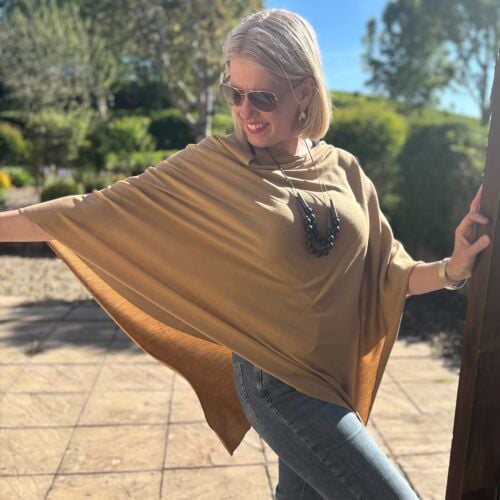 Teviot Camel Merino Poncho