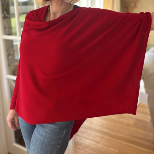Teviot Carnelian Red Merino Poncho