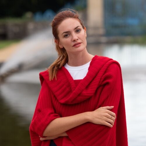 Cathedral Vitus Red Cashmere Blanket Wrap