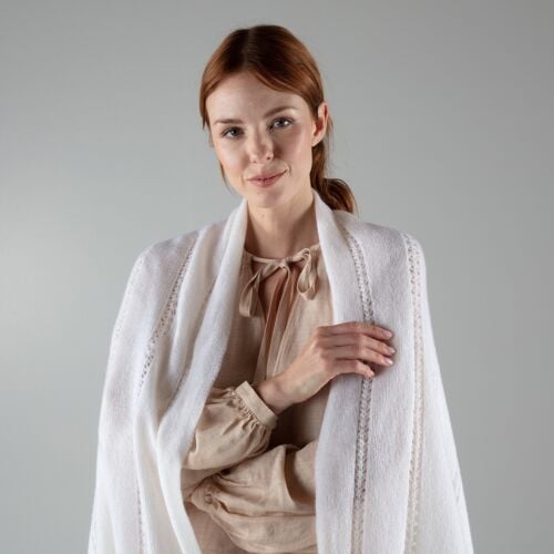 Clicquot White Cashmere Wrap