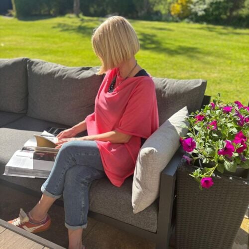 Borthwick Coral Pink Cashmere, Silk & Merino Poncho