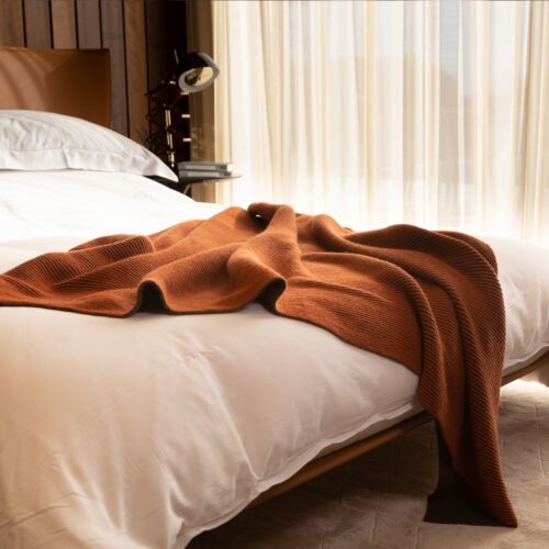 Cove Orange Cashmere Blanket Throw