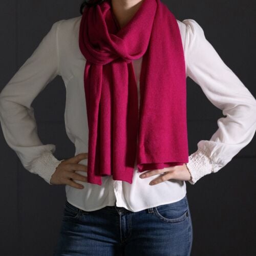 Mini Cranberry pink cashmere scarf