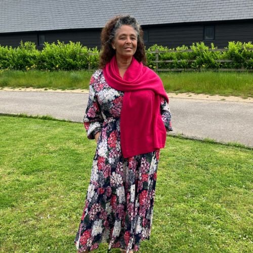 Mini Cranberry pink cashmere scarf