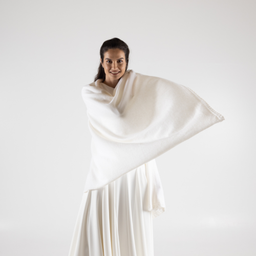 Laurent White Cashmere Wedding Wrap