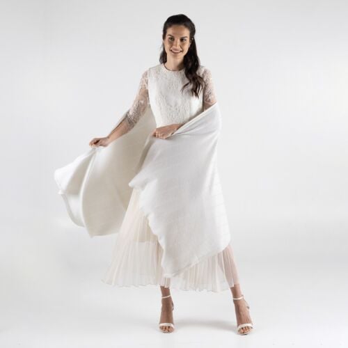 Cristal White Cashmere Wedding Wrap