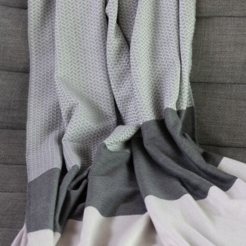 Culross Grey Merino Wool Colour Block Throw