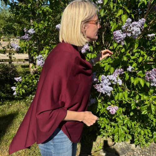 Teviot Deep Maroon Merino Poncho