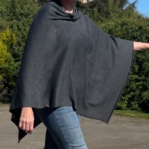 Teviot Graphite Grey Merino Poncho
