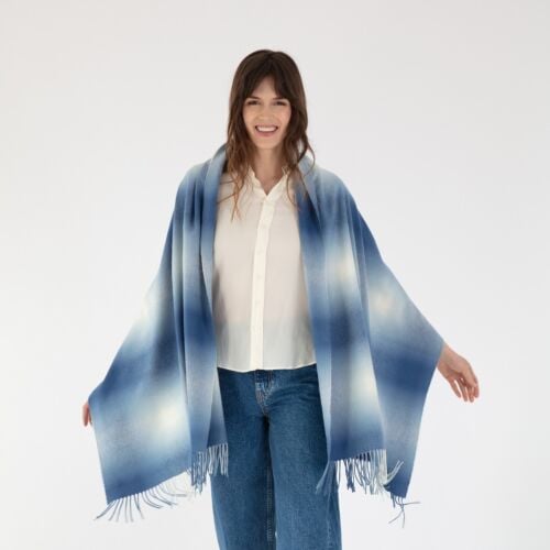 Hebrides Blue Cashmere Woven Wrap