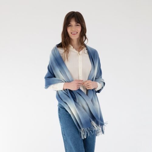 Hebrides Blue Cashmere Woven Wrap