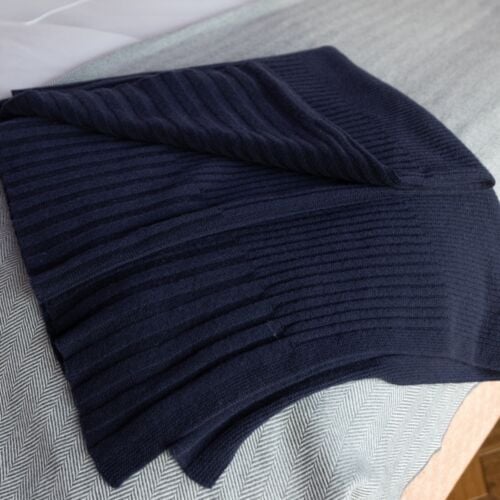 Highlander Navy Cashmere Blanket