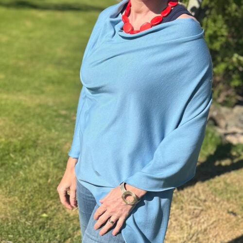 Teviot Kingfisher Blue Merino Poncho