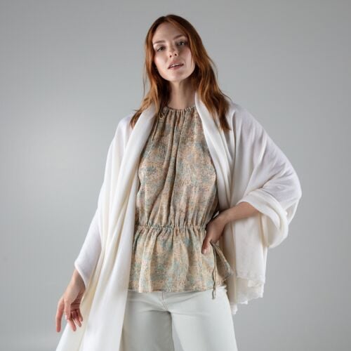 Laurent White Cashmere Wrap