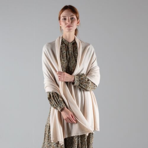Laurent Cream Cashmere Wrap