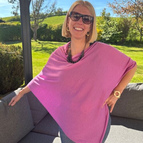 Borthwick Lilac Cashmere, Silk & Merino Poncho