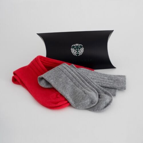 Toasty Men's Red/Grey Cashmere Socks Set