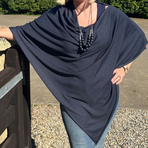 Teviot Midnight Blue Merino Poncho