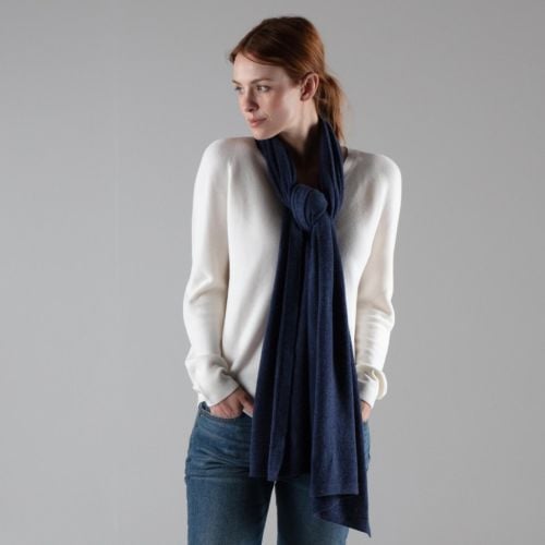 Mini Denim blue cashmere scarf 