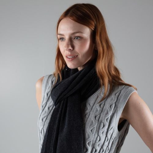Mini Storm charcoal grey cashmere scarf