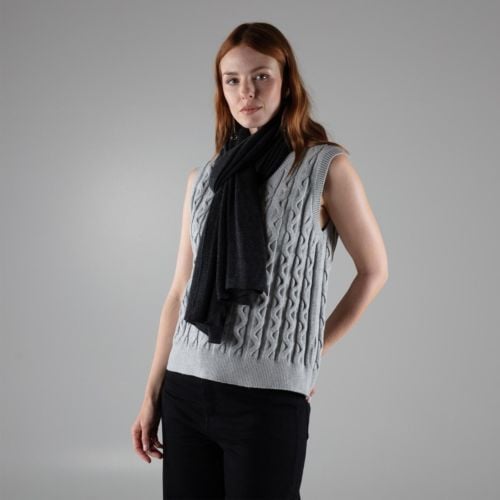 Mini Storm charcoal grey cashmere scarf