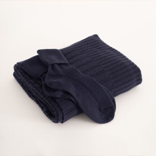 Highland Hideaway Women's Navy Cashmere Blanket and Bed Socks