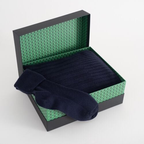 Highland Hideaway Women's Navy Cashmere Blanket and Bed Socks
