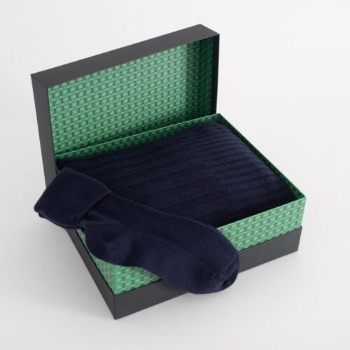 Highland Hideaway Women's Navy Cashmere Blanket and Lounge Socks