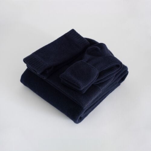 Ultimate Cocoon Women's Navy Cashmere Wrap and Accessories Set