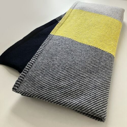One Off - Cashmere Check Navy, Silver and Yellow Wrap