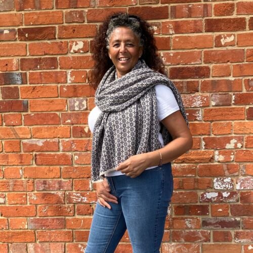 Fairisle Nordic Natural and Navy Cashmere Wrap