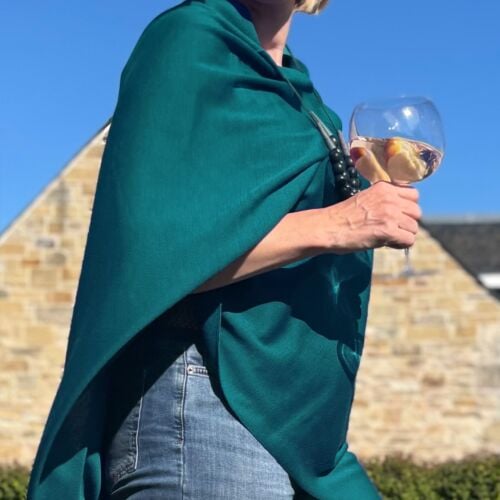 Teviot Peacock Green Merino Poncho