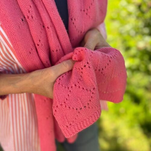Lilliesleaf Summer Rose Pink Silk & Cashmere Pointelle Scarf