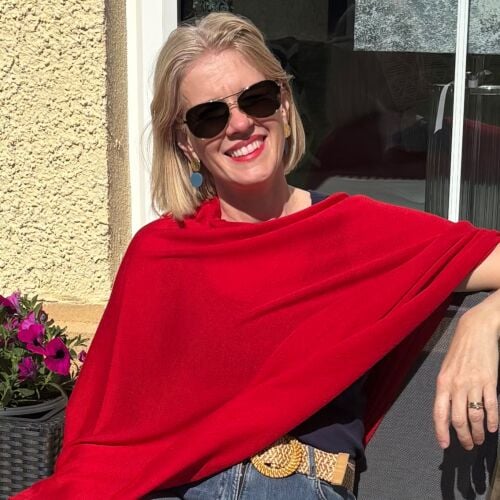 Borthwick Poppy Red Cashmere, Silk & Merino Poncho