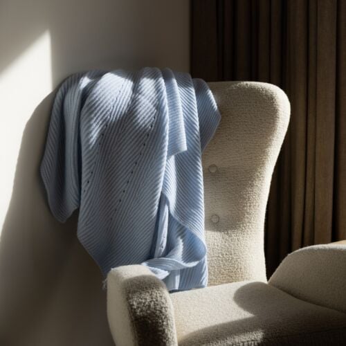 Portree Pale Blue Cashmere Blanket