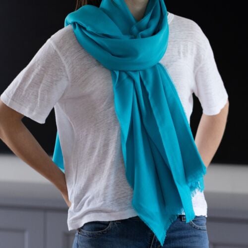 Sanday Turquoise Blue Cashmere Lightweight Wrap