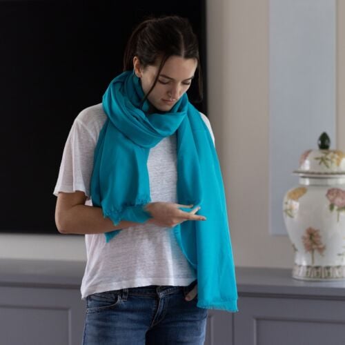 Sanday Turquoise Blue Cashmere Lightweight Wrap