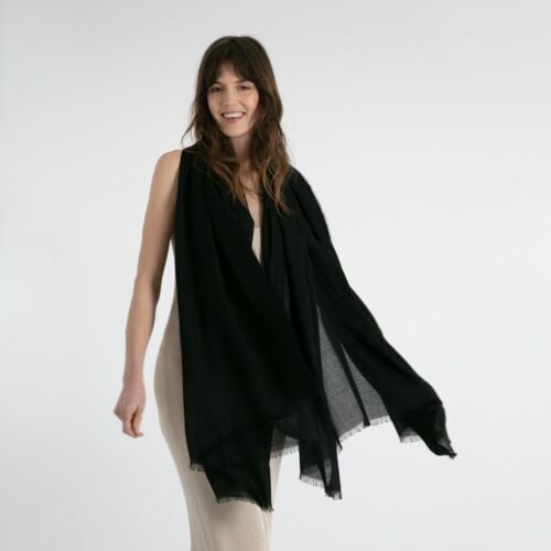 Sanday Black Cashmere Lightweight Wrap