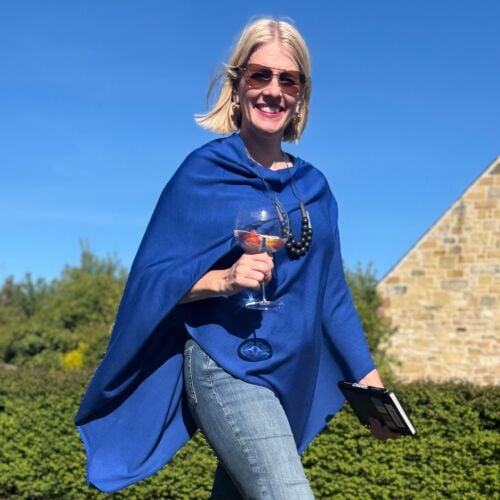 Teviot Sapphire Blue Merino Poncho