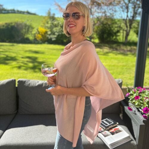 Borthwick Shell Pink Cashmere, Silk & Merino Poncho