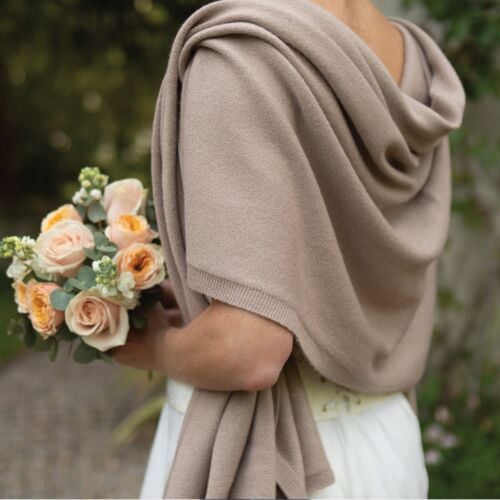 Shimmer Dusky Pink Cashmere Wedding Shawl