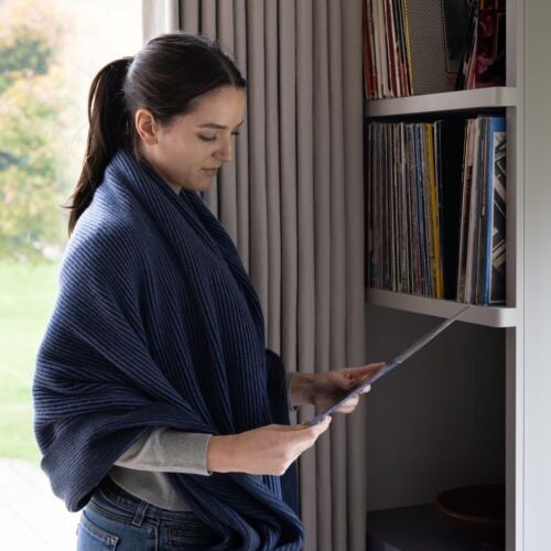 Cove Blue Cashmere Blanket Throw