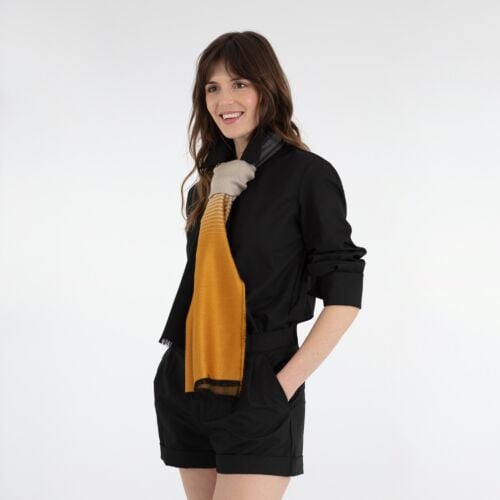 Skye Grey and Yellow Ombre Cashmere/Silk Woven Scarf