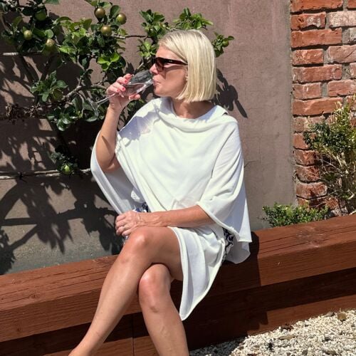 Teviot Pearl White Merino Poncho