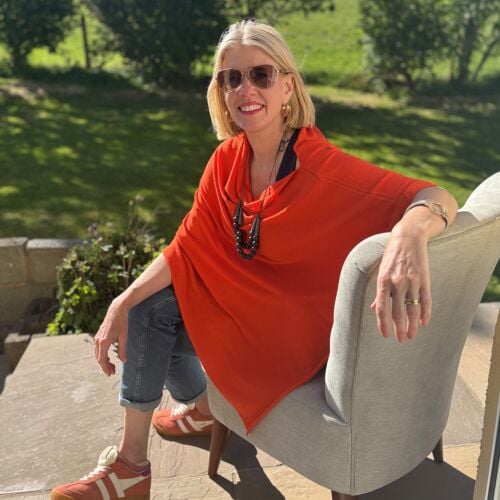 Teviot Tiger Orange Merino Poncho