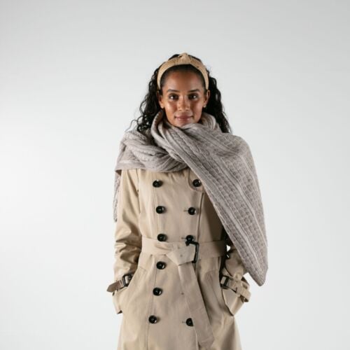 Cable Flaxen Earth cashmere Blanket wrap