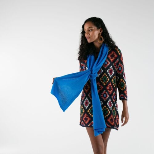 Mini Electric Blue Cashmere Scarf