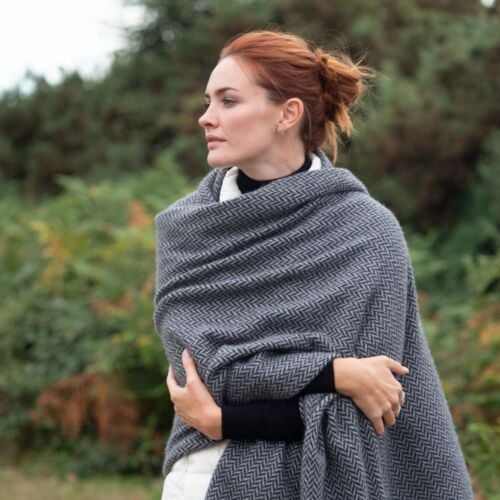 Peregrine Grey Cashmere Blanket Wrap 